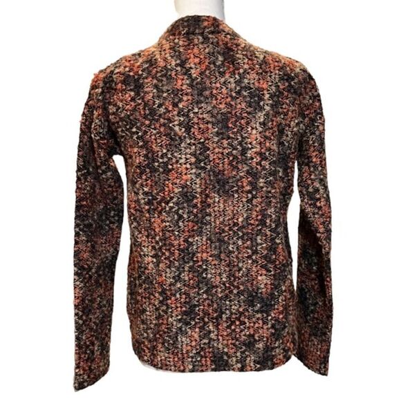 Mystree Wool Blend Side Zip Flap Lapel Jacket Tweed Orange Brown Size Small - Picture 4 of 10